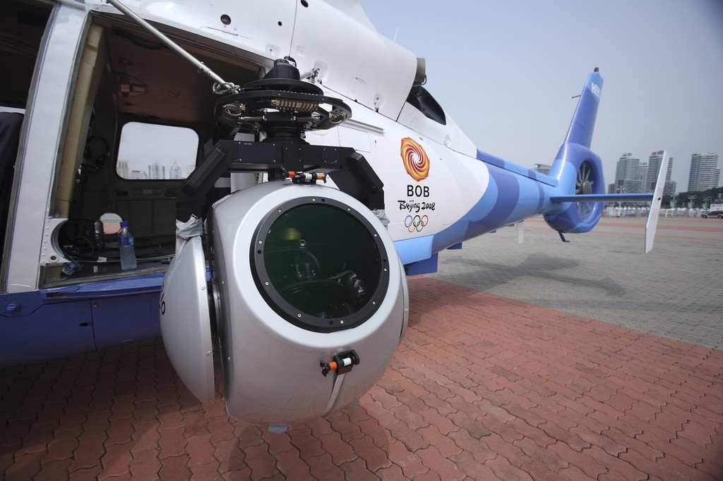 Qingdao Olympic Regatta 2008. Up close and personal - the aerial camera ball. © Laurie Gilbert